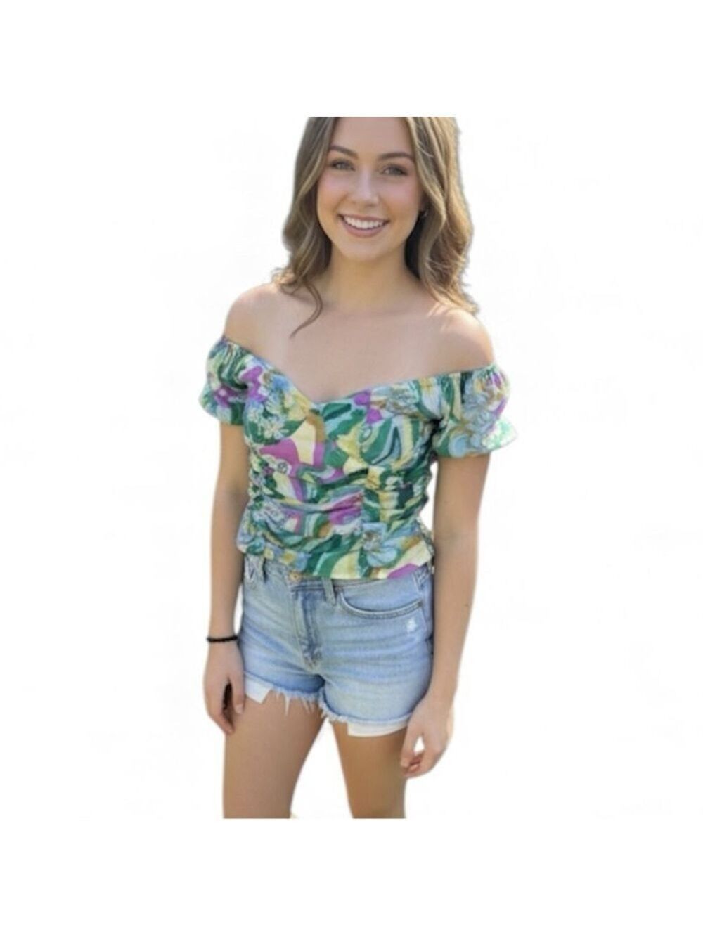 Rue21 Multicolor Floral Ruched Top